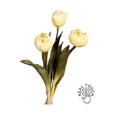 Fáradt krém színvilágú, vintage stílusú, 3 szálból álló tulipán csokor művirág-